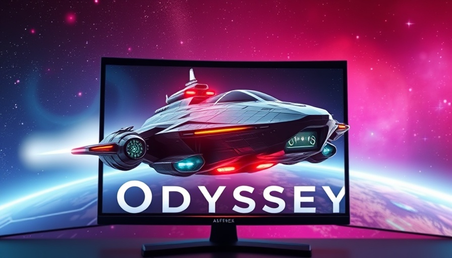 Futuristic spaceship on glasses-free 3D monitor with vibrant background