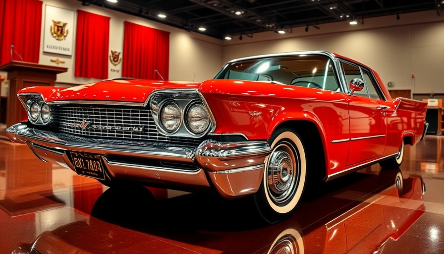 Classic 1959 Lincoln Continental at car auction in spotlight.