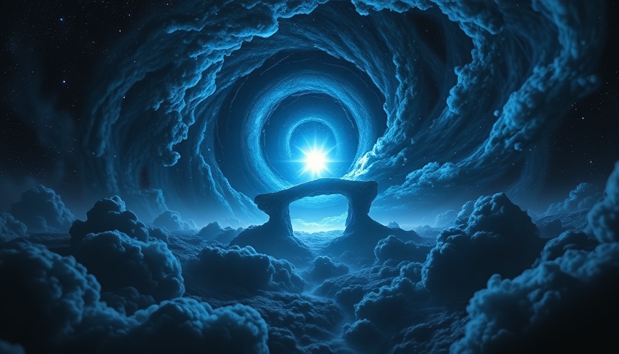 Ethereal cosmic scene with a bone-like structure in space.