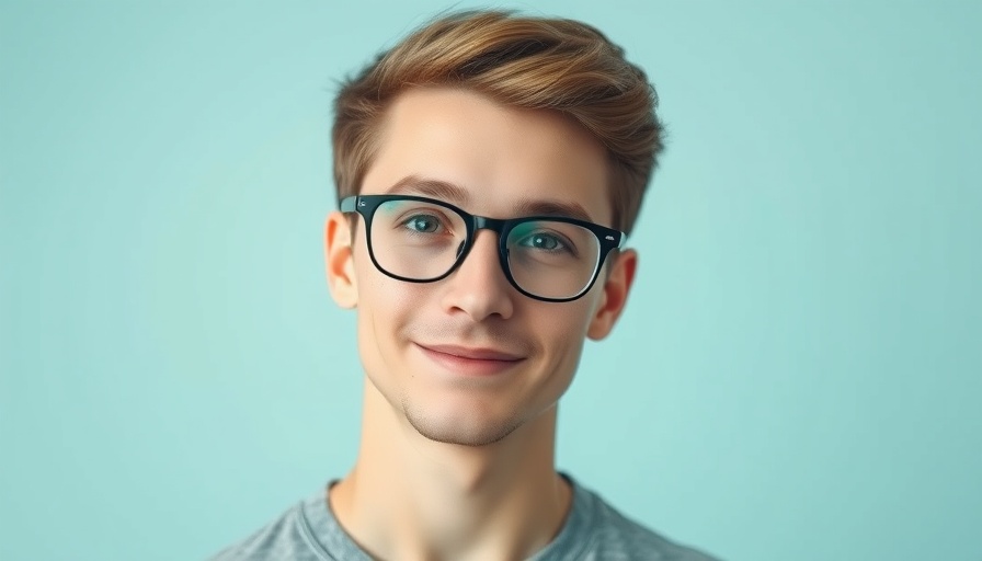 Young man with glasses, AI Visual Development theme.