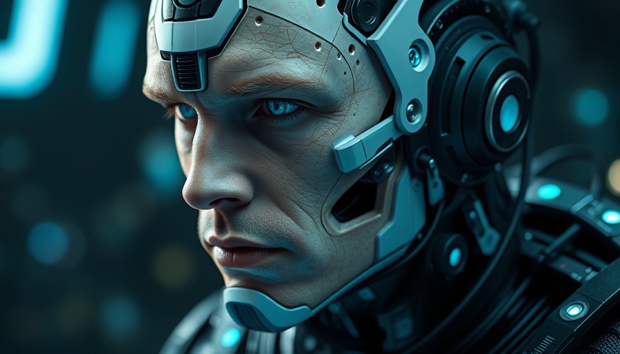 Cybernetic man in a futuristic setting