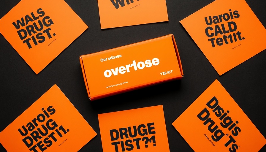 Overdrive drug testing kits, vibrant display, bold branding backdrop.
