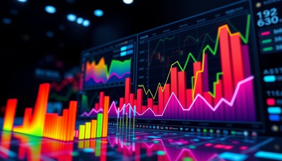 AI-driven market research depicted with colorful 3D data visualization.