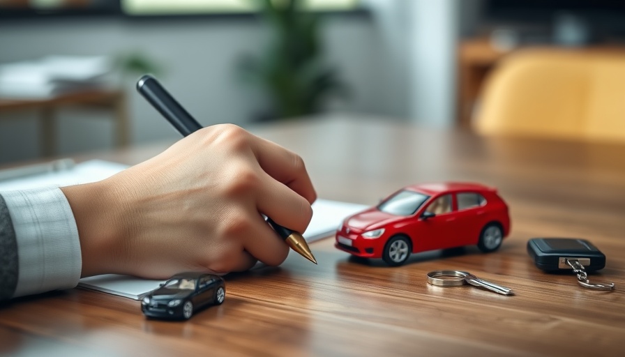 Signing contract with miniature red car and keys, Warranty Labor Rate Increases context.