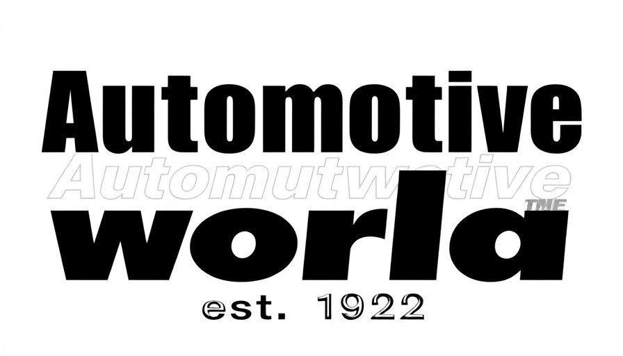 Bold black logo of Automotive World est. 1992, minimalistic design.