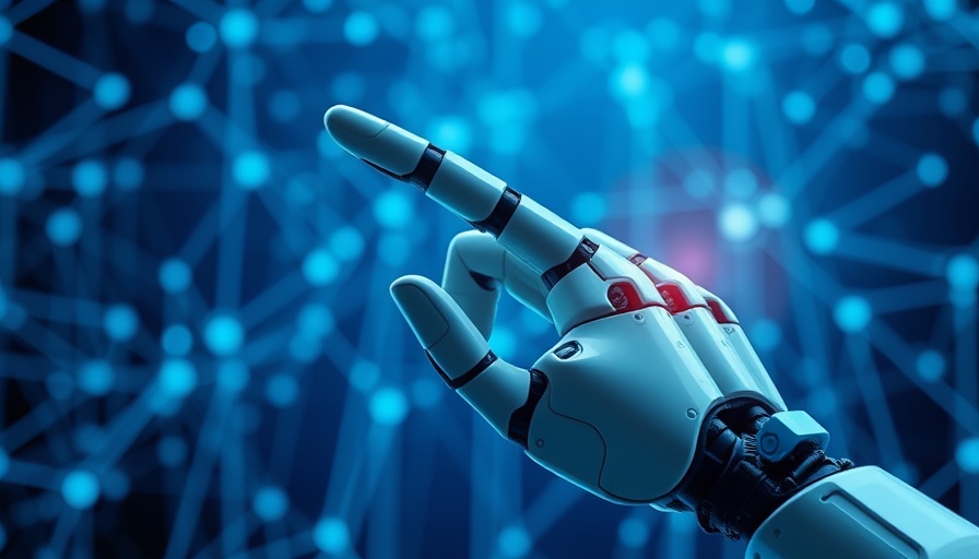Futuristic robotic hand against a digital network backdrop, representing AI Code Review Platforms.