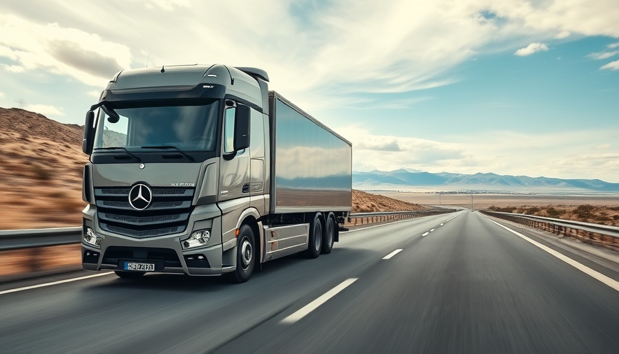 Mercedes-Benz truck on highway showcasing transport efficiency.
