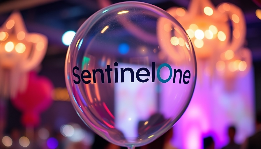 SentinelOne logo on a reflective balloon signifies revenue growth.