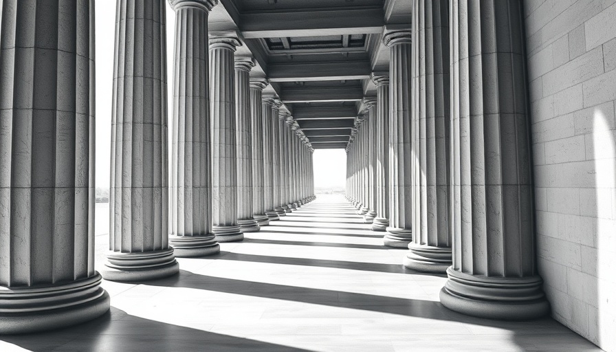 Row of Greek columns symbolizing public sector productivity interventions.