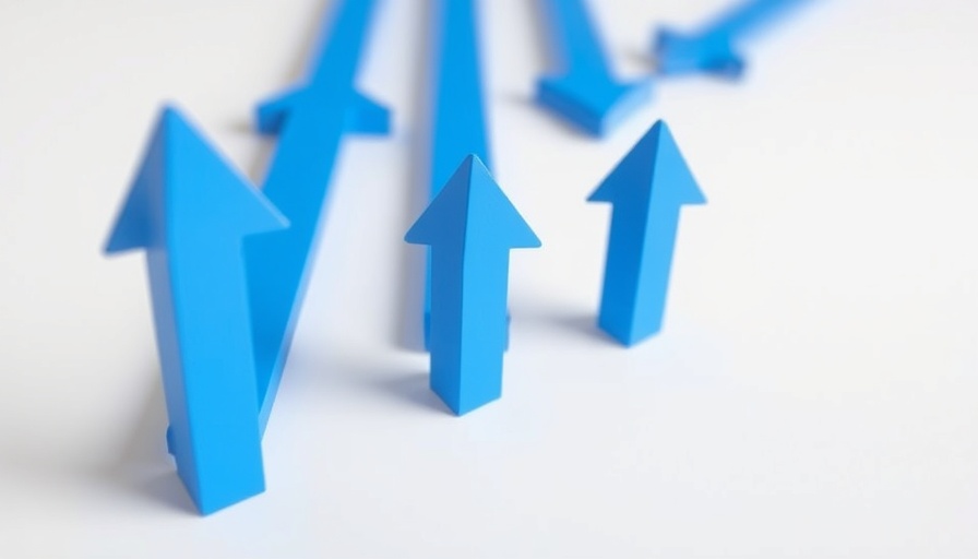 3D blue arrows symbolizing sustained efficiency and productivity gains in financial services.