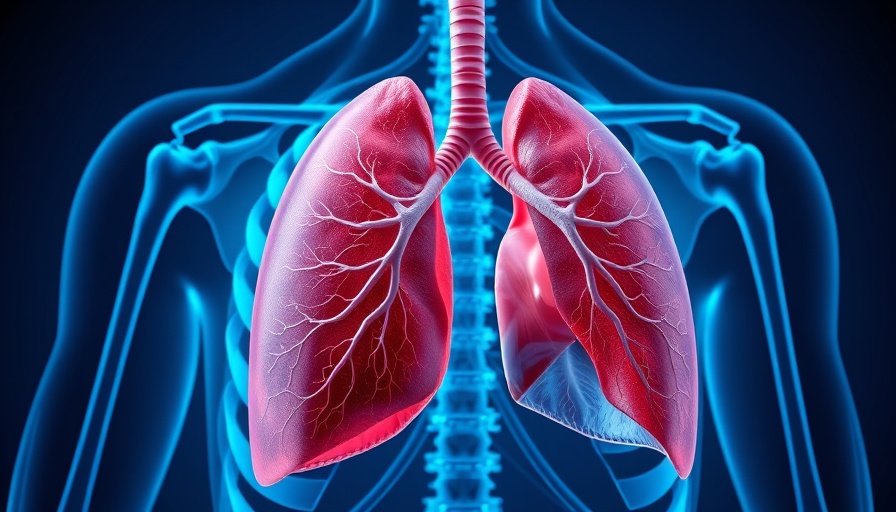 Detailed illustration of human lungs with bioprinting organs technology focus.