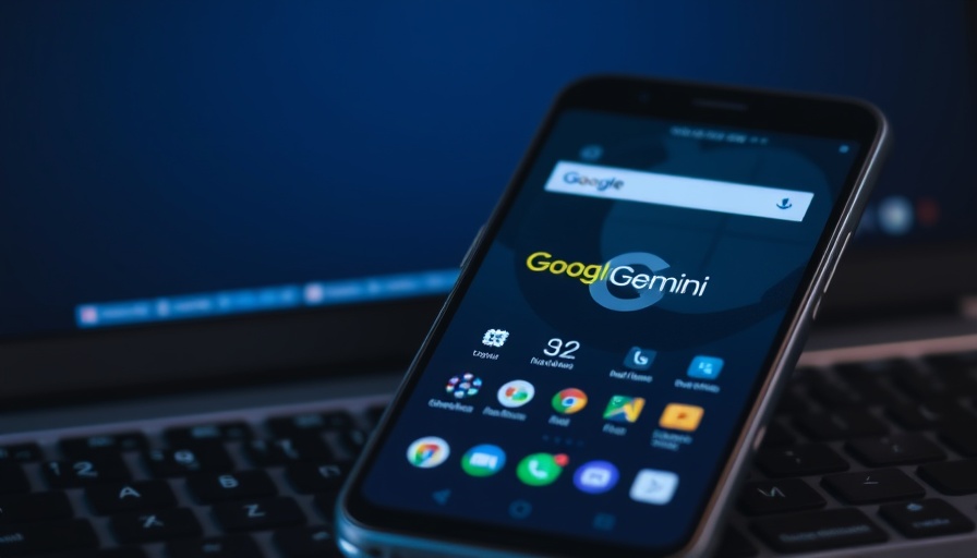 Google Gemini app on phone with Google logo backdrop, highlighting video summarization.