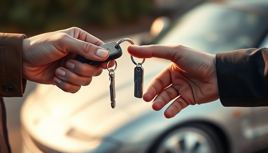 Close-up of hands exchanging car keys, trade-in strategies for dealerships.
