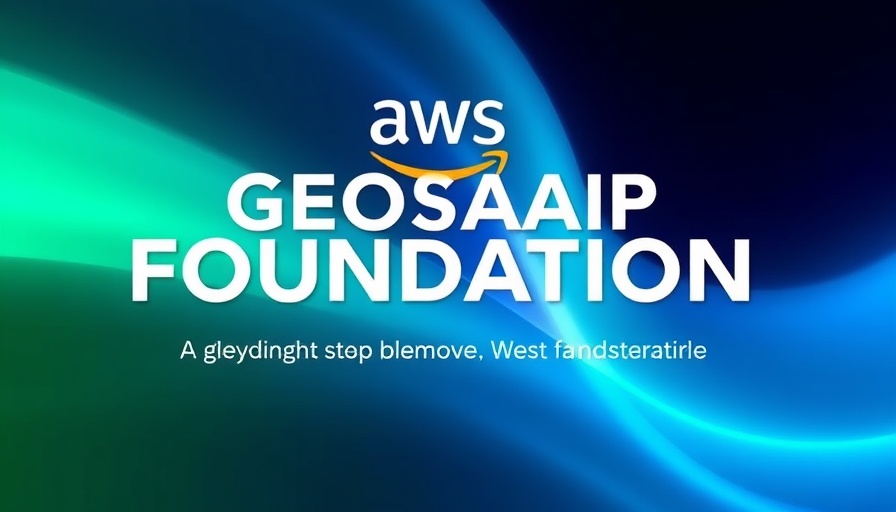 AWS graphic on geospatial foundation models with vibrant gradient.