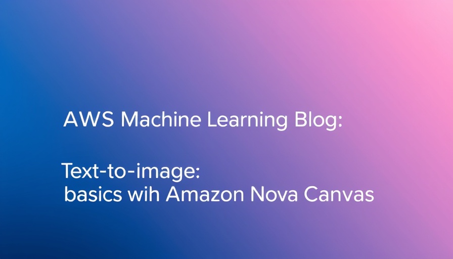 AWS text-to-image technology blog graphic with gradient background
