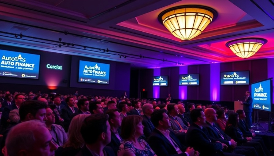 Auto lenders dealers opportunity at a finance summit in a vibrant setting.