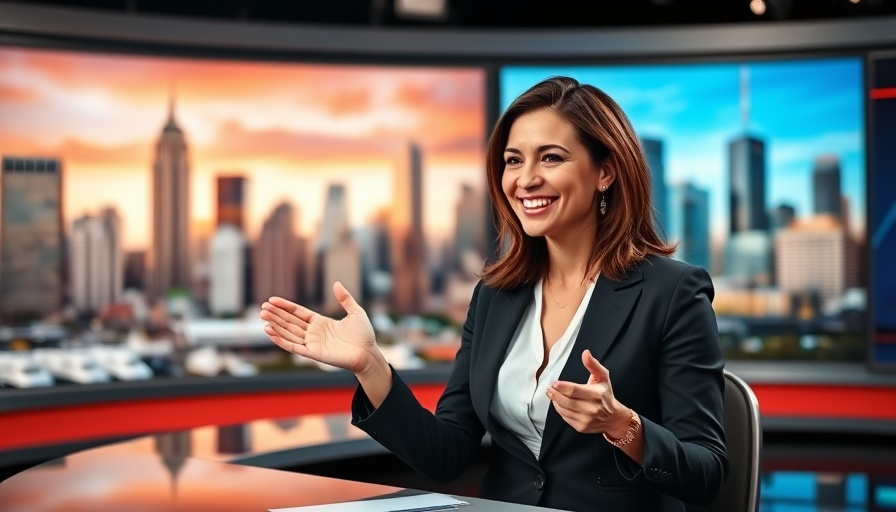 Jaysha Patel at news desk in studio showcasing freelance career.