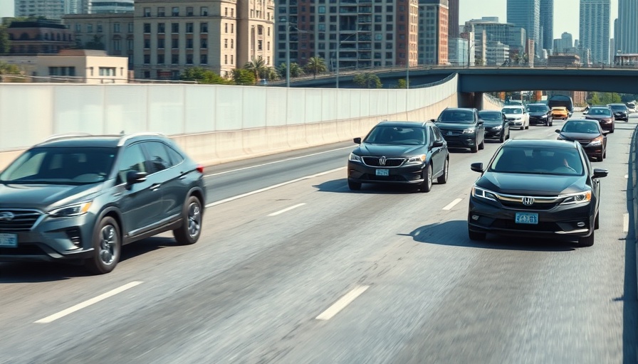 Diverse vehicles on urban highway symbolizing subprime auto ABS deals.