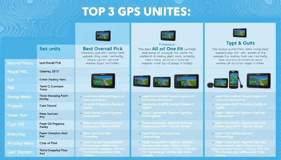 Comparison chart of top 3 GPS units for RVs featuring different models.
