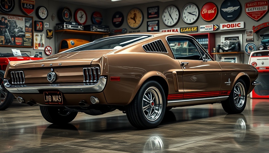 Classic Ford Mustang in garage, highlighting vintage allure, with iconic design.