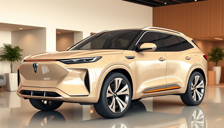Sleek beige SUV in showroom illustrating GAC plans to build Brazil supply chain.