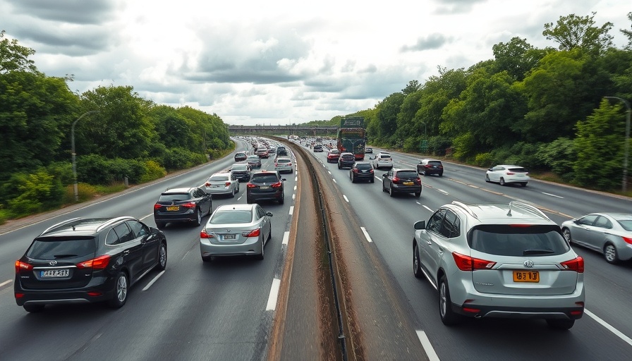 Average car prices depicted through diverse cars on a busy highway.