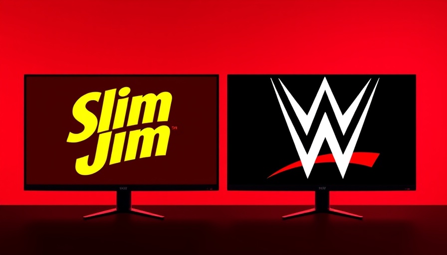 Slim Jim WWE Partnership logos on screen against red background