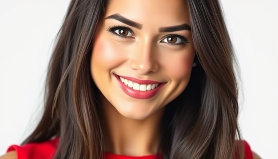 Portrait of KCTV evening anchor in a red dress smiling