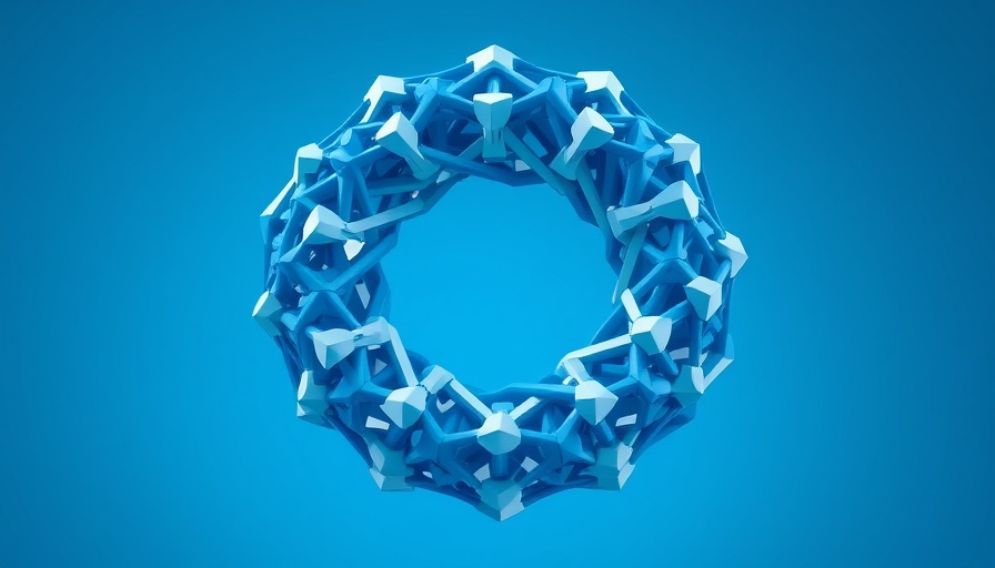Geometric torus of blue and white cubes symbolizing decarbonizing plastics value chain.