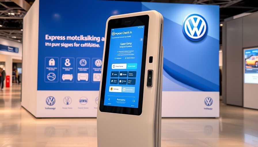 Volkswagen mobile service express check-in kiosk for vehicle maintenance.