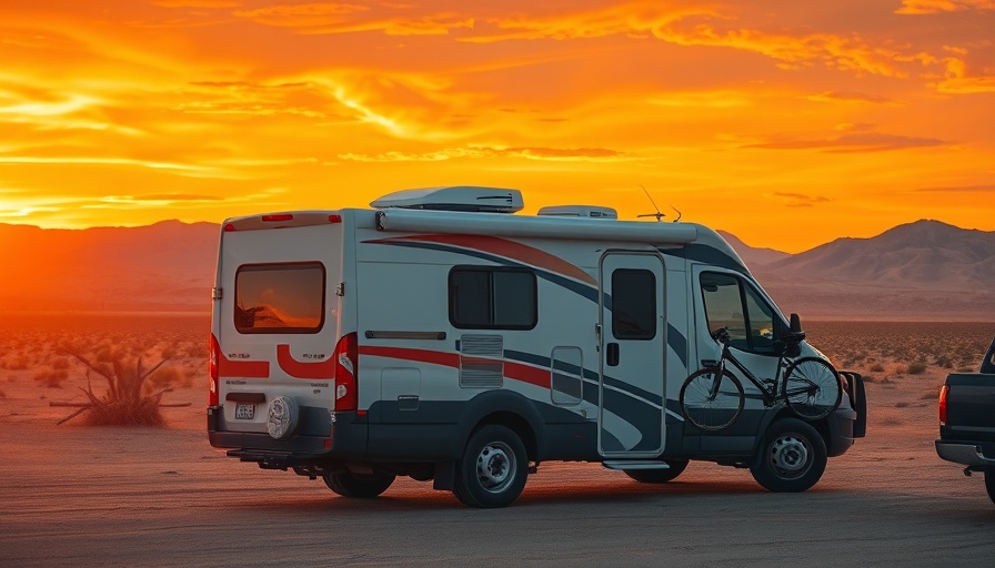 Recreational vehicle at sunset with bicycles, symbolizing Thor Industries sales rise 3%.