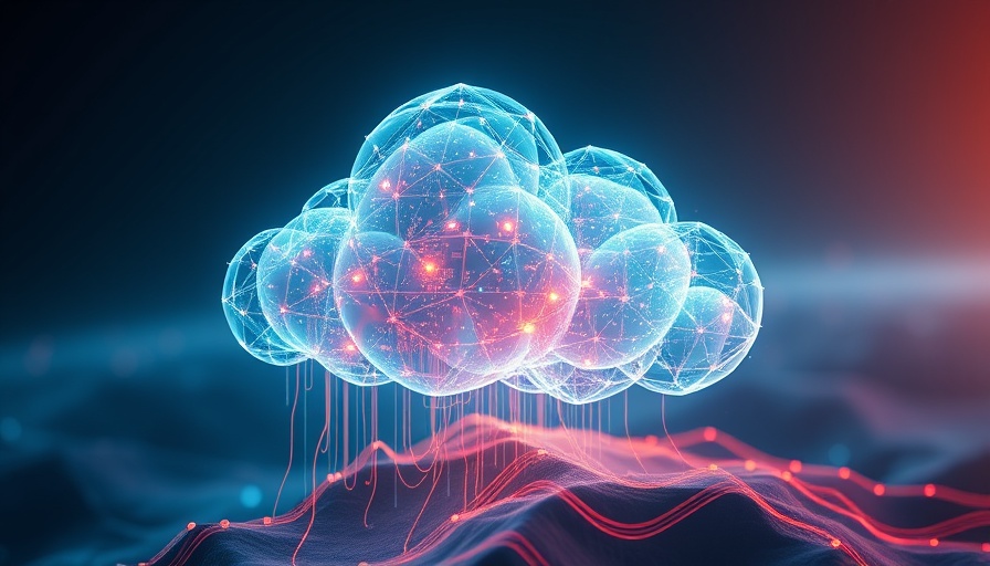 Futuristic cloud with data circuits representing AI-Powered FedRAMP Compliance Automation.