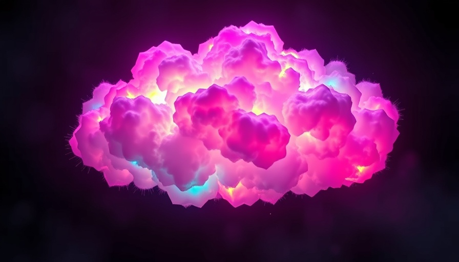 Vibrant neon cloud design with hexagons for FinOps AI certification