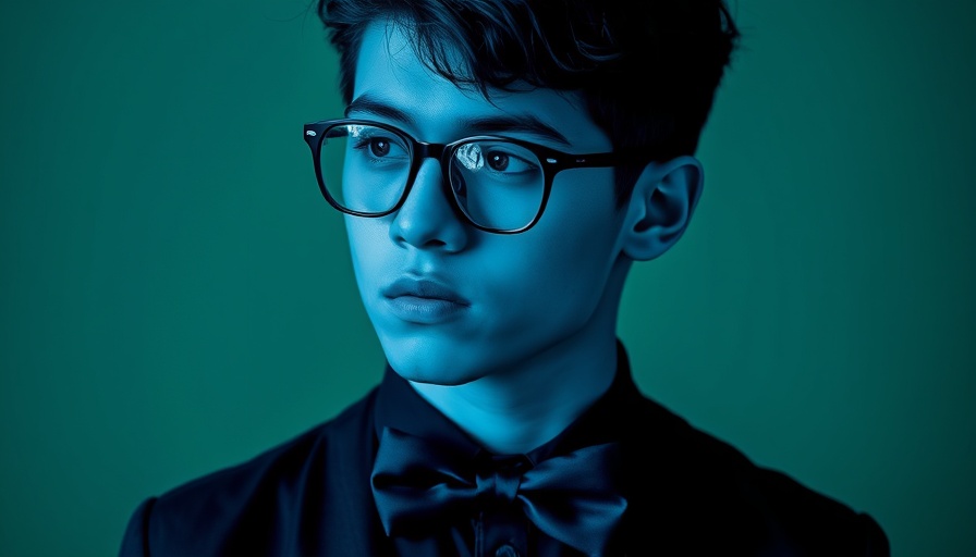 Artistic portrait of a young man in blue tones, AI agents in e-commerce theme