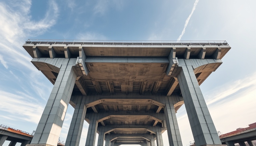 Unfinished concrete bridge highlighting federal funding cuts in clean cement projects.
