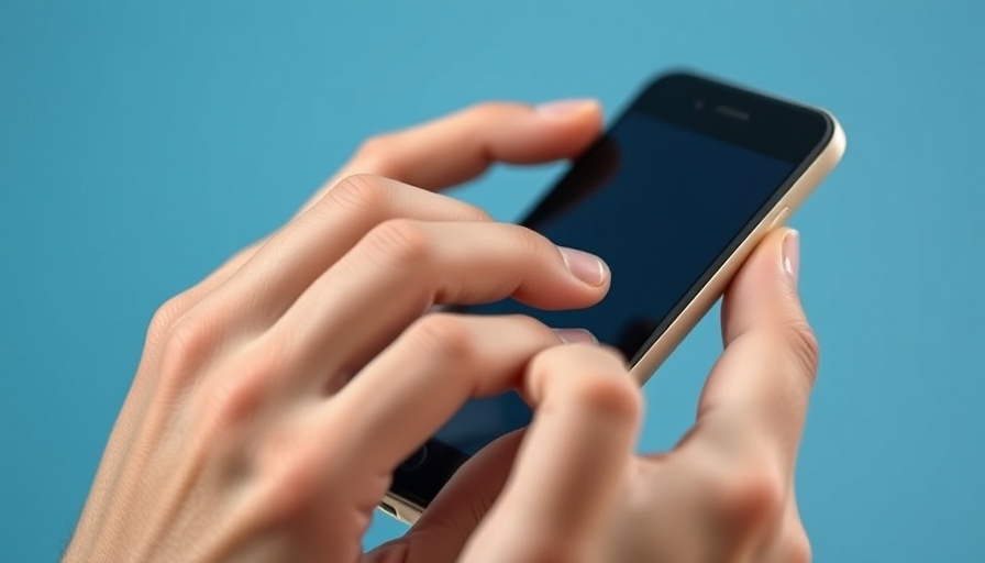 Hands using smartphone, AI slop and social media content.