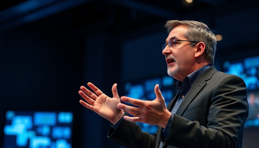 Confident speaker at tech conference discusses perplexity growth in search queries.