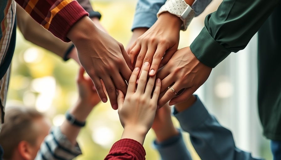 Hands symbolizing teamwork and unity, AI data integration metaphor.
