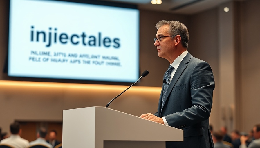 Professional speaker discussing injectables at a conference.