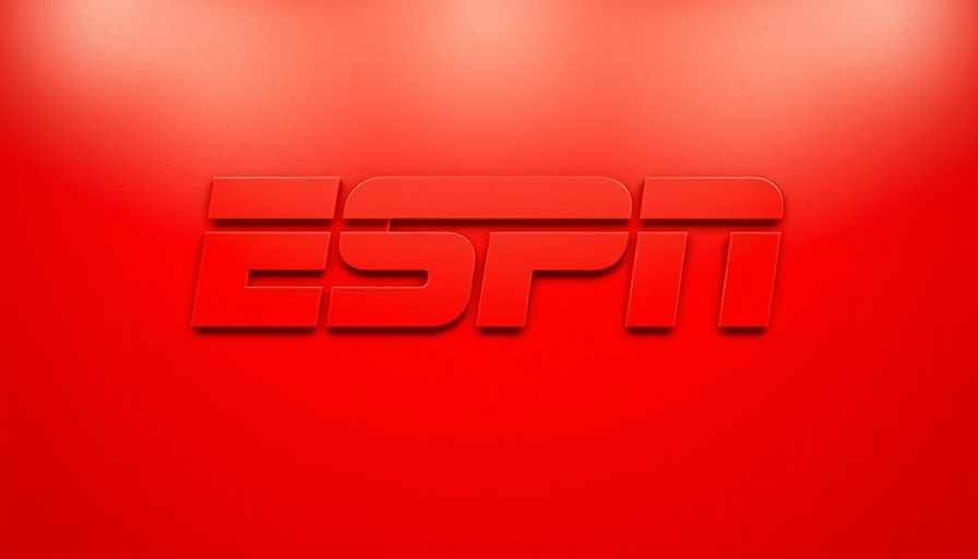 ESPN's bold logo on a red background, illustrating brand presence.