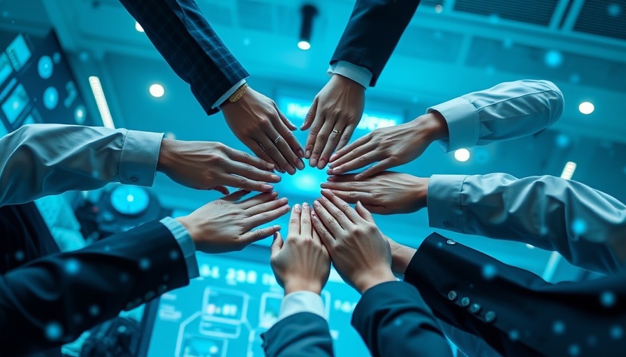 Hands united under a digital network, Enterprise Architecture Integration concept.