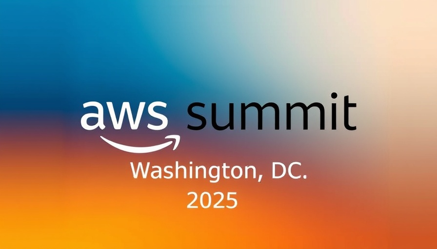 AWS Summit Washington DC 2025 digital announcement with colorful background.