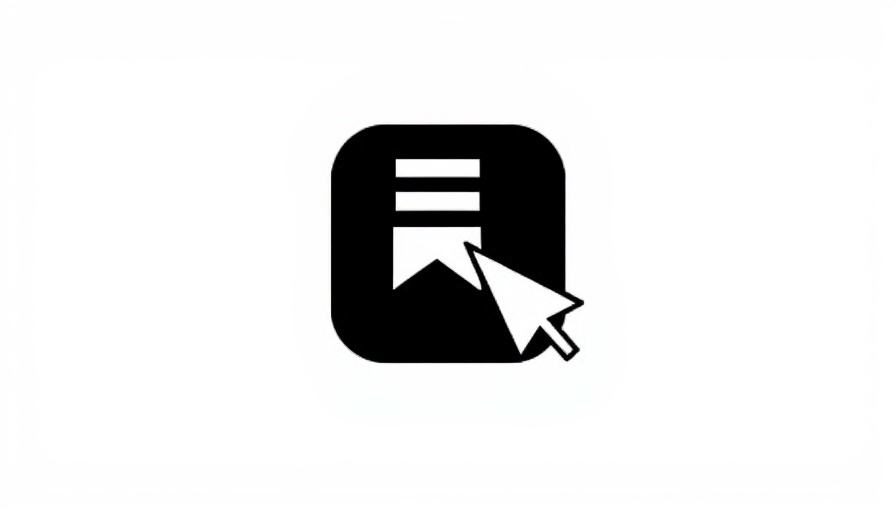 Minimalist icon for best read-it-later apps, featuring a bookmark and cursor.