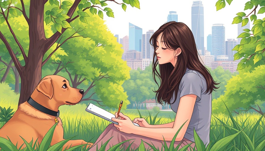 Häagen-Dazs slow lifestyle campaign: young woman and dog in park near city.