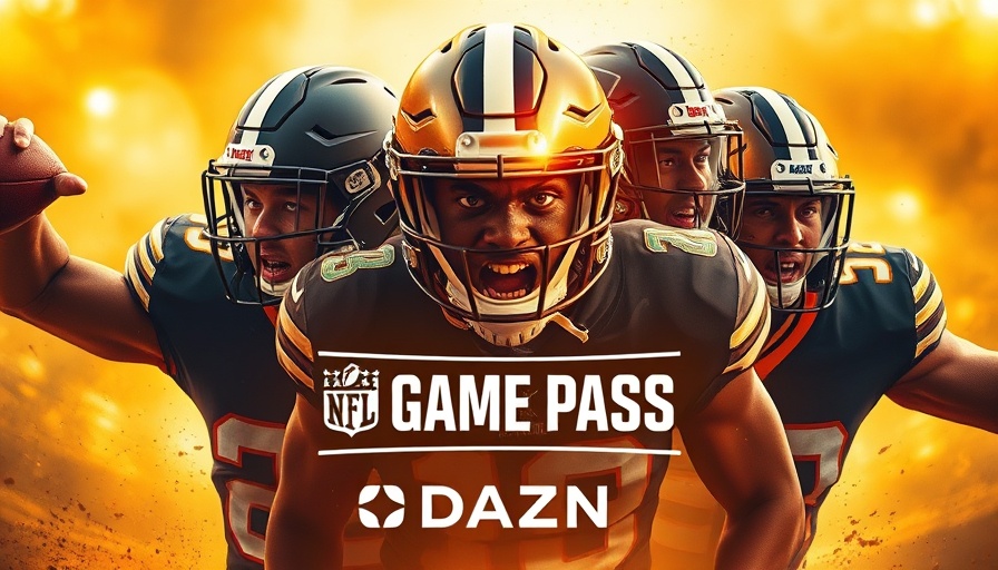 NFL players in action with DAZN and Game Pass logos, vibrant and dynamic.