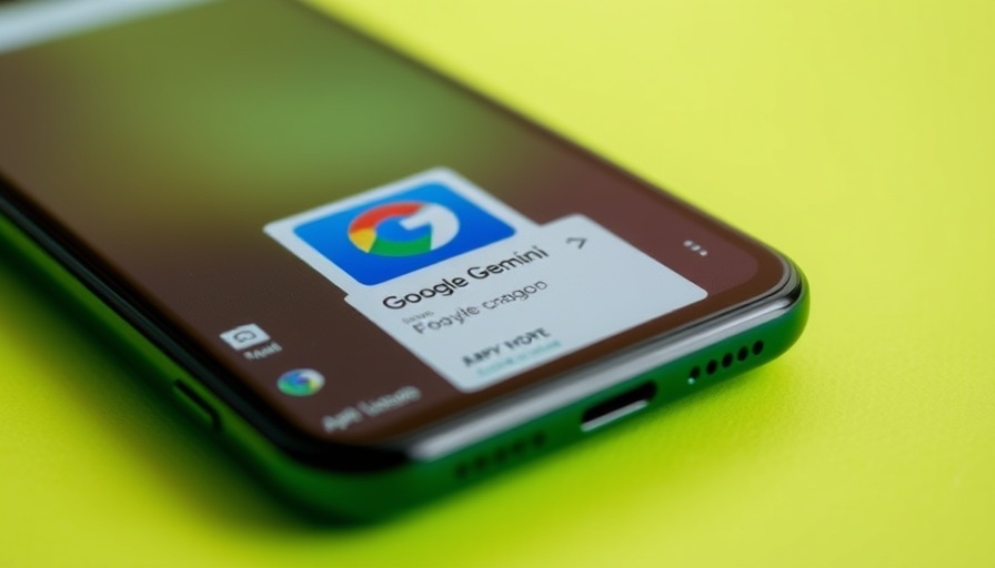 Google Gemini app on smartphone screen, vibrant lime green background.