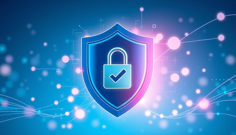 Digital security concept with shield and network symbols.
