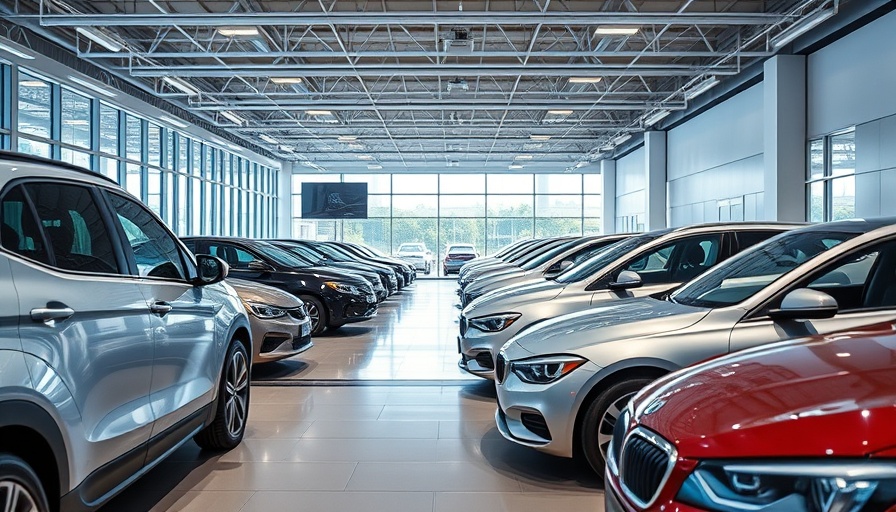 Showroom display of diverse used cars under bright lighting, illustrating used car financing rates.