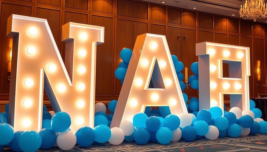 NAF Association decoration with blue and white balloons.