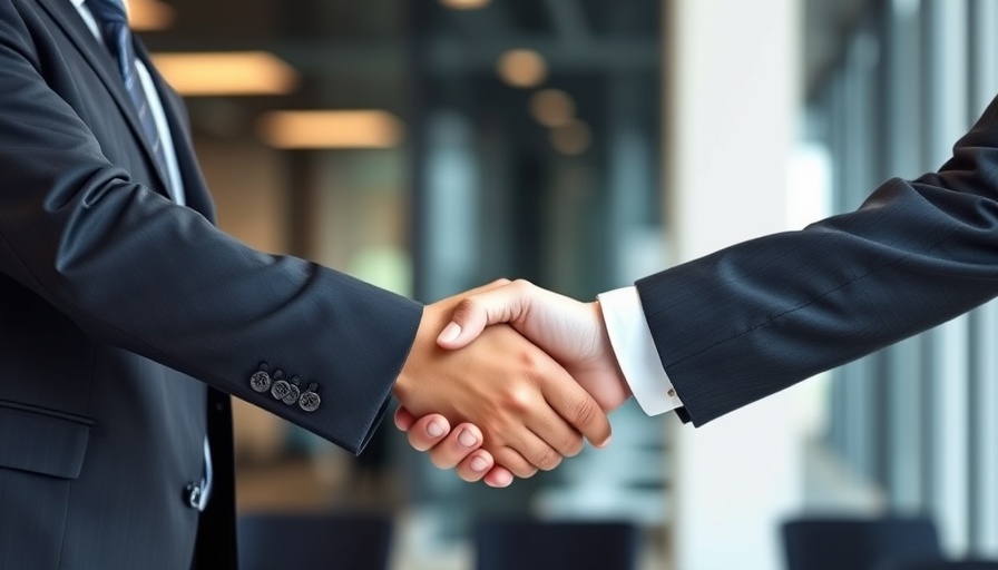 Business agreement handshake in automotive dealership training.
